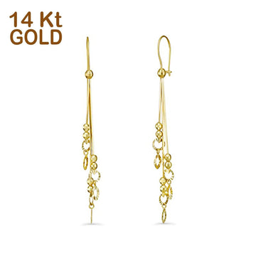 Solid 14K Yellow Gold Dangle Earrings (70mm Diameter)